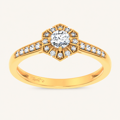 0.5CT Round Cut Certified Lab Grown Diamond Floral Halo Ring