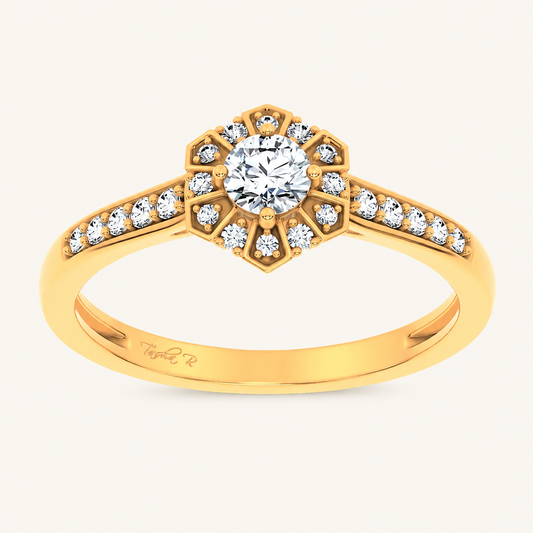 0.5CT Round Cut Certified Lab Grown Diamond Floral Halo Ring