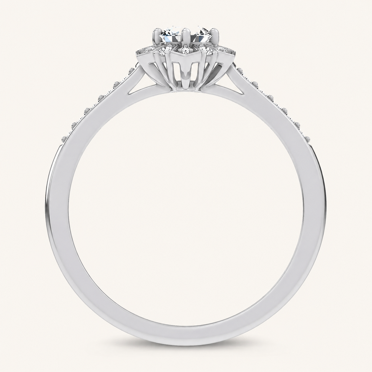 0.5CT Round Cut Certified Lab Grown Diamond Floral Halo Ring