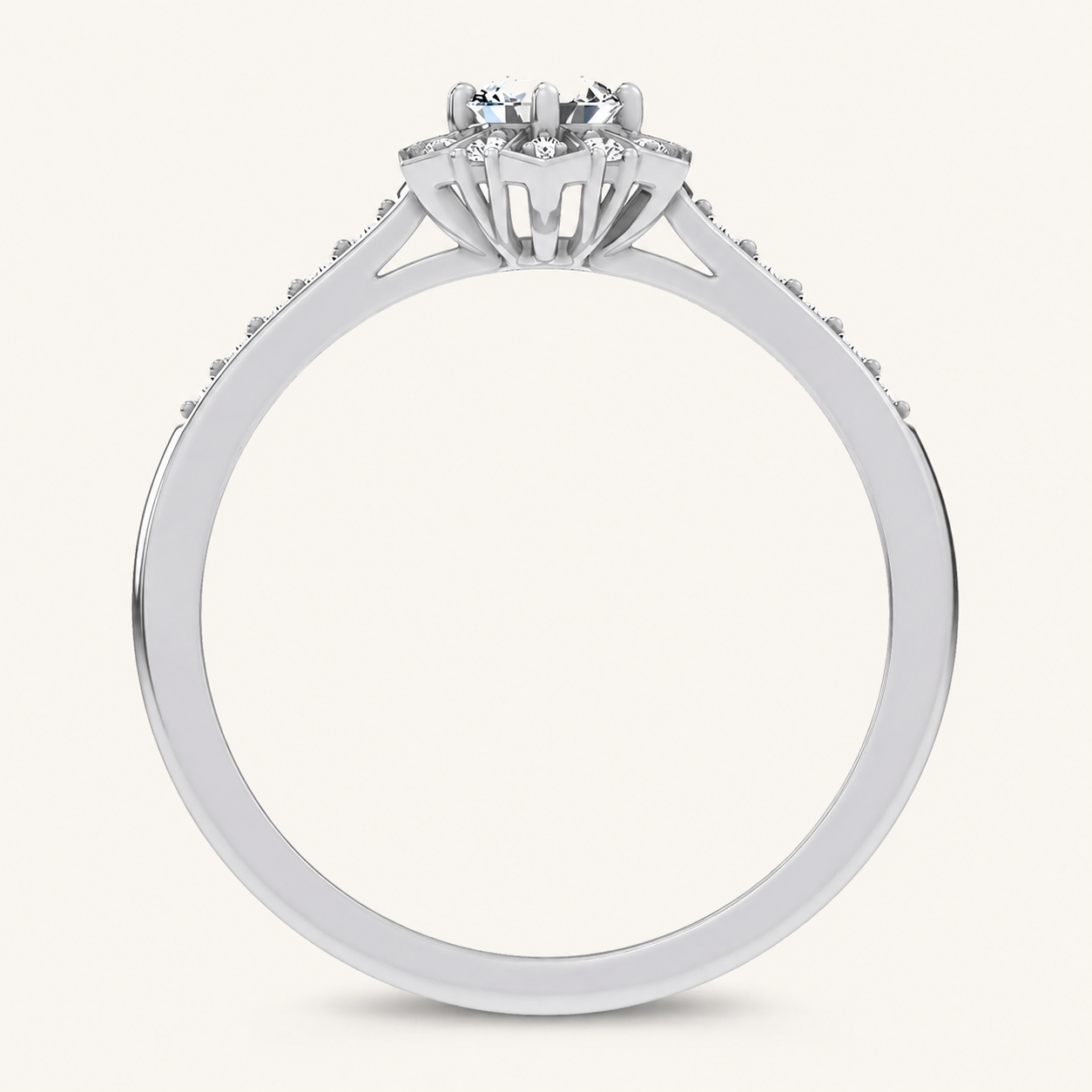 0.5CT Round Cut Certified Lab Grown Diamond Floral Halo Ring