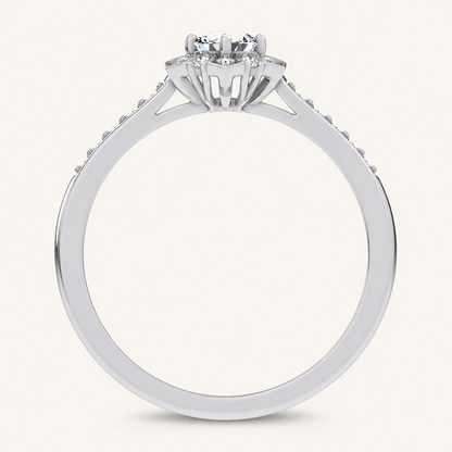 0.5CT Round Cut Certified Lab Grown Diamond Floral Halo Ring