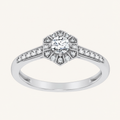 0.5CT Round Cut Certified Lab Grown Diamond Floral Halo Ring