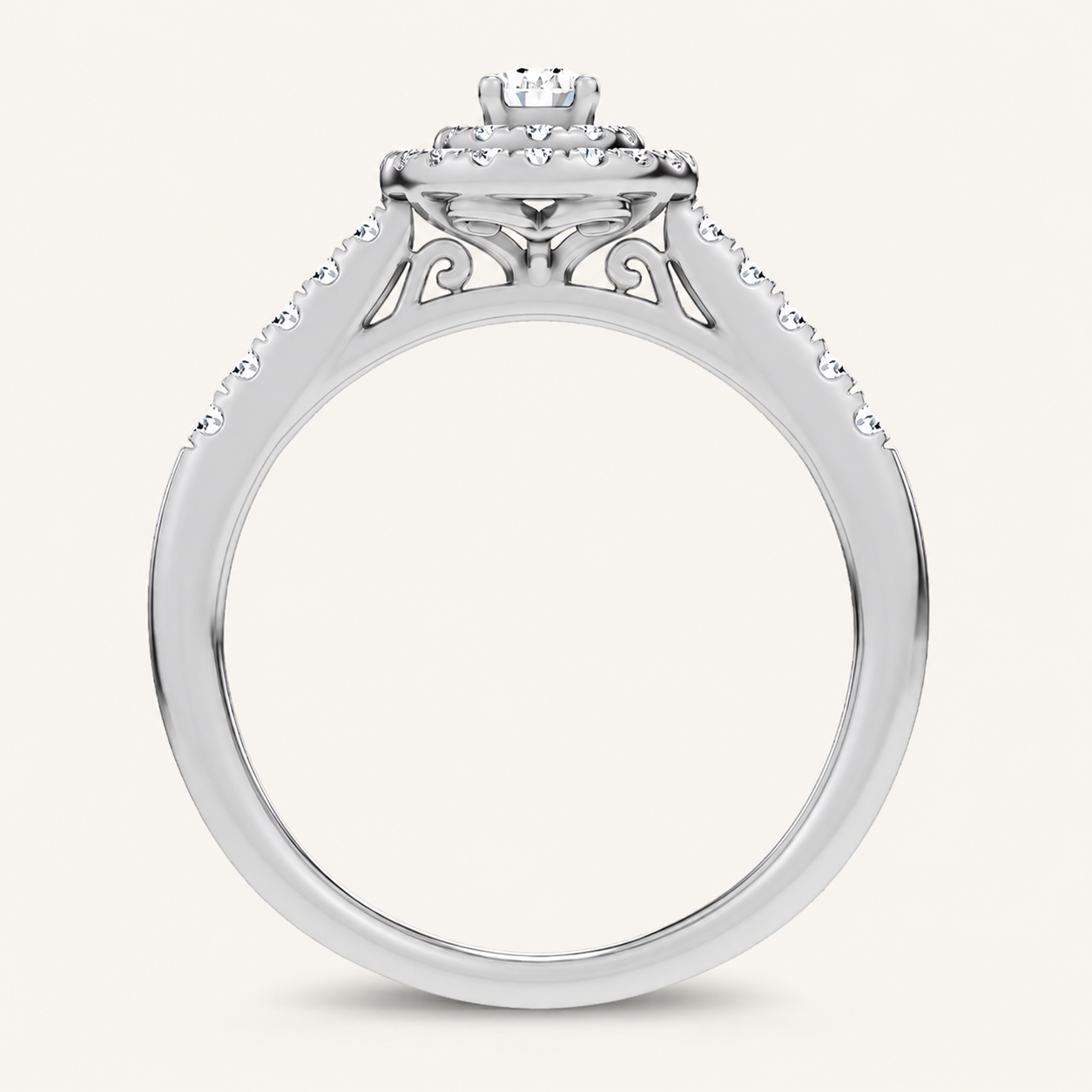 0.5CT Oval Cut Certified Lab Grown Diamond Halo Ring