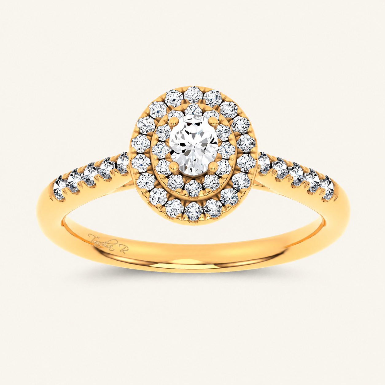 0.5CT Oval Cut Certified Lab Grown Diamond Halo Ring