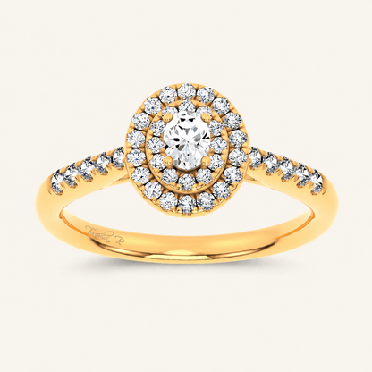 0.5CT Oval Cut Certified Lab Grown Diamond Halo Ring