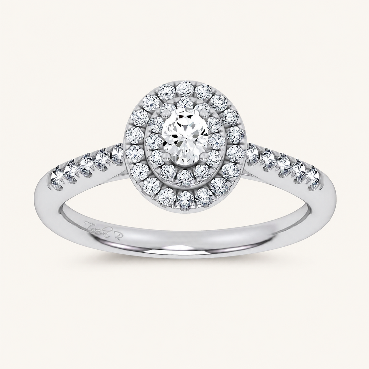 0.5CT Oval Cut Certified Lab Grown Diamond Halo Ring