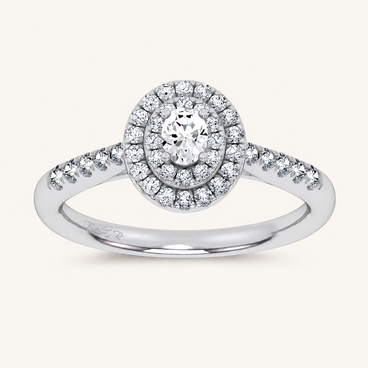 0.5CT Oval Cut Certified Lab Grown Diamond Halo Ring
