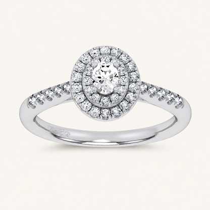0.5CT Oval Cut Certified Lab Grown Diamond Halo Ring