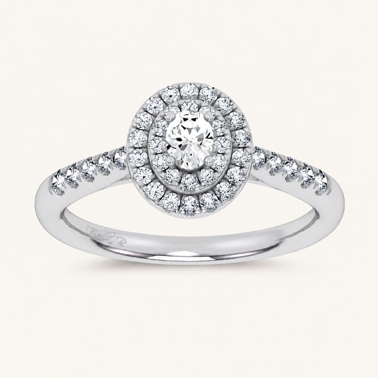 0.5CT Oval Cut Certified Lab Grown Diamond Halo Ring