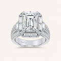 6.4CT Emerald Cut Certified Lab Grown Diamond Halo Engagement Ring