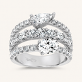 2.93CT Pear and Round Cut Certified Lab Grown Diamond Cluster Ring