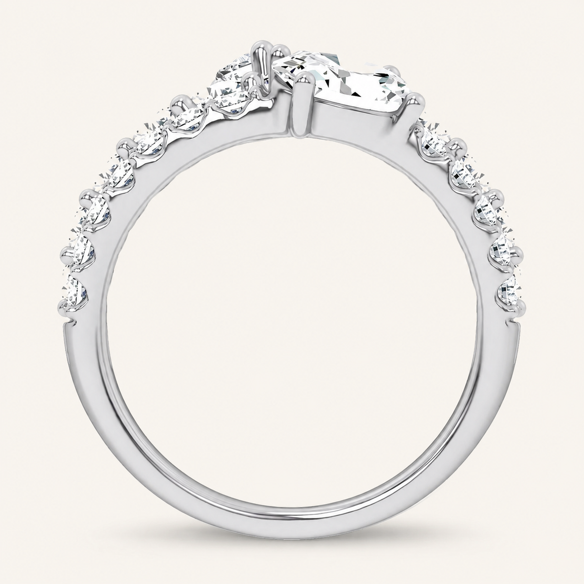 2.93CT Pear and Round Cut Certified Lab Grown Diamond Cluster Ring