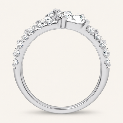 2.93CT Pear and Round Cut Certified Lab Grown Diamond Cluster Ring