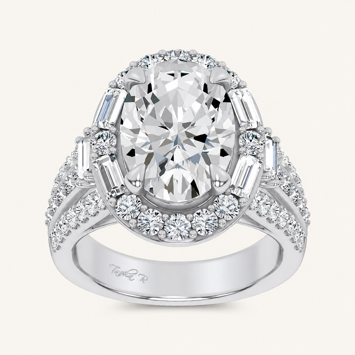 6.55CT Oval Cut Certified Lab Grown Diamond Halo Engagement Ring