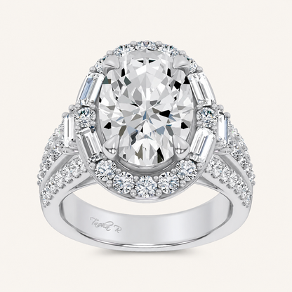 6.55CT Oval Cut Certified Lab Grown Diamond Halo Engagement Ring