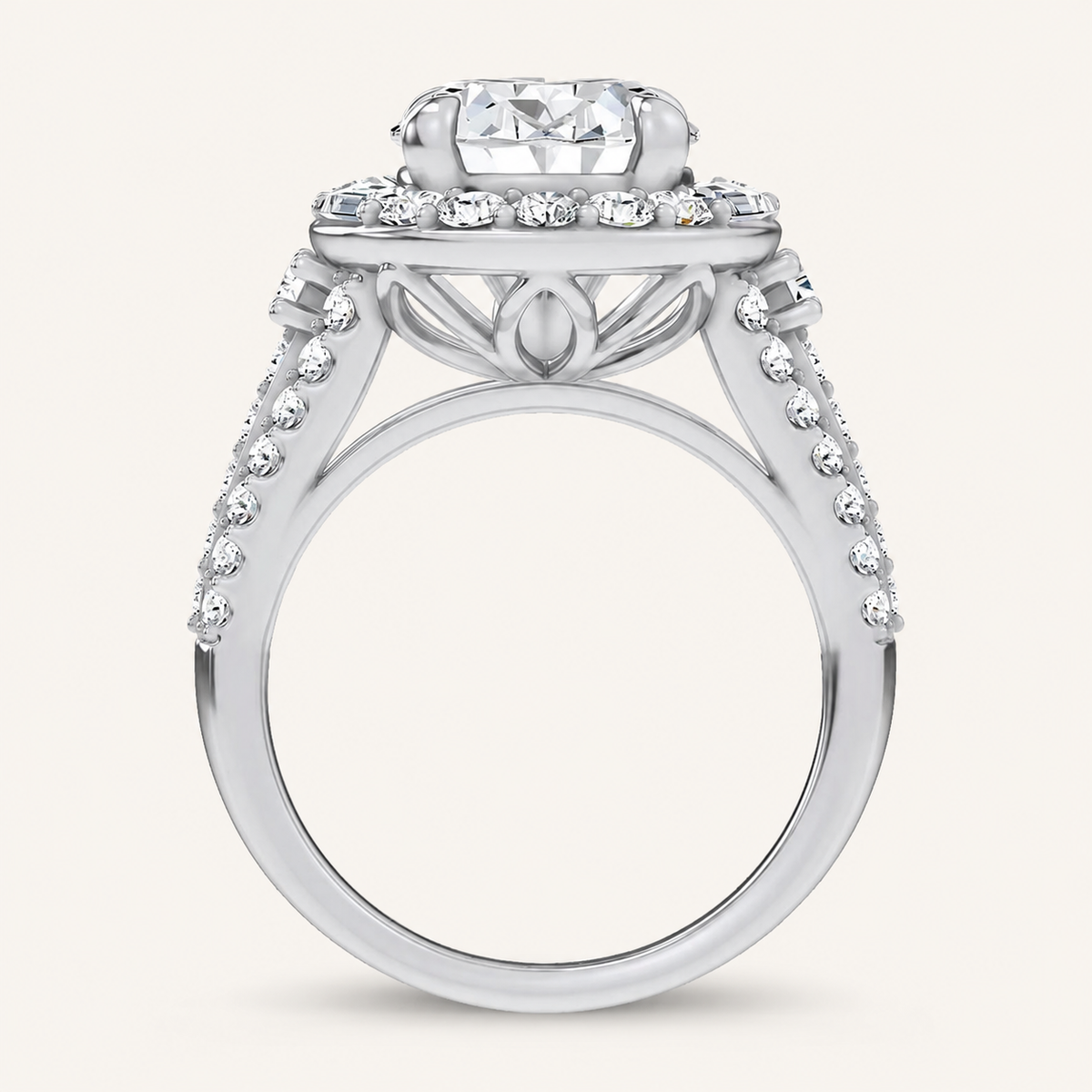 6.55CT Oval Cut Certified Lab Grown Diamond Halo Engagement Ring