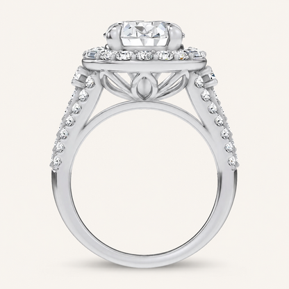 6.55CT Oval Cut Certified Lab Grown Diamond Halo Engagement Ring