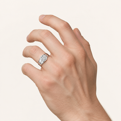 2CT Round Cut Lab Grown Diamond Men's Ring