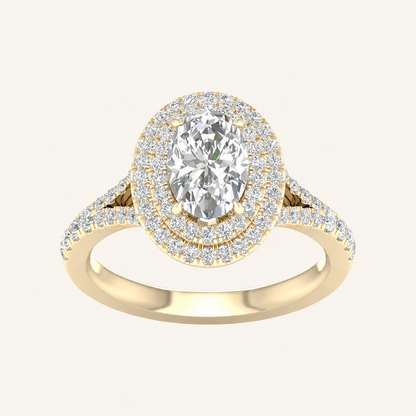 2CT Oval Cut Lab Grown Diamond Double Halo Ring
