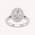 2CT Oval Cut Lab Grown Diamond Double Halo Ring