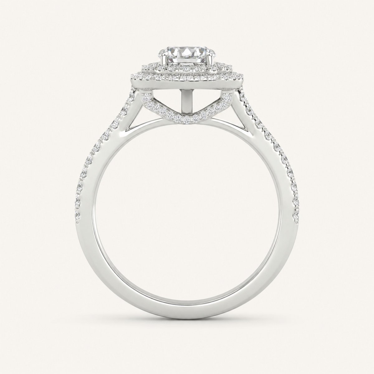 2CT Oval Cut Lab Grown Diamond Double Halo Ring