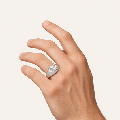 3.00 CT Emerald Cut Lab Grown Diamond Solitaire Men's Ring