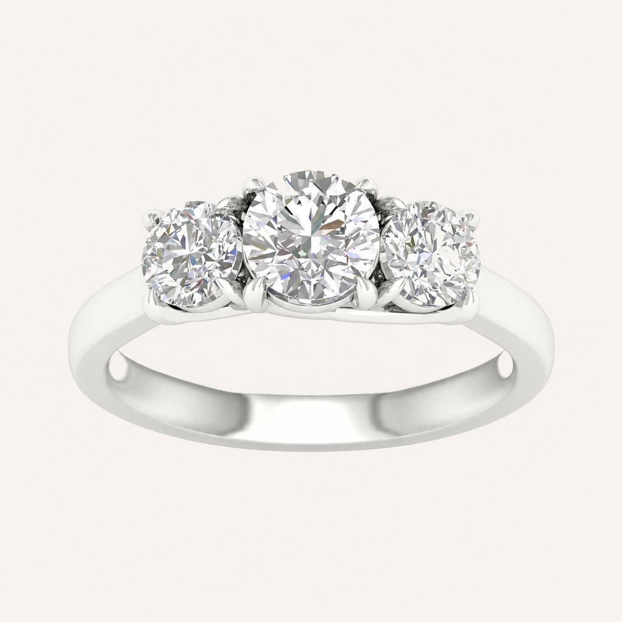 2CT Round Cut Lab Grown Diamond Three Stone Ring