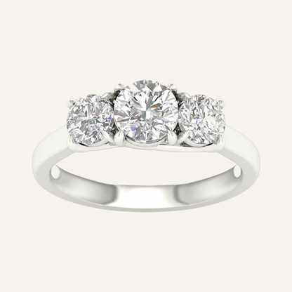 2CT Round Cut Lab Grown Diamond Three Stone Ring
