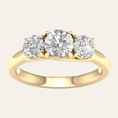 2CT Round Cut Lab Grown Diamond Three Stone Ring