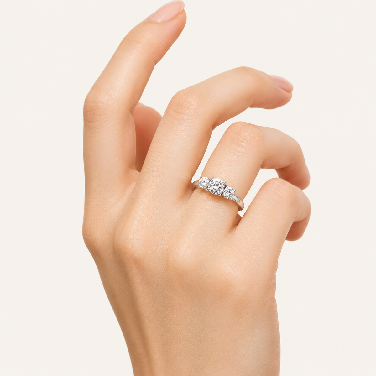 2CT Round Cut Lab Grown Diamond Three Stone Ring