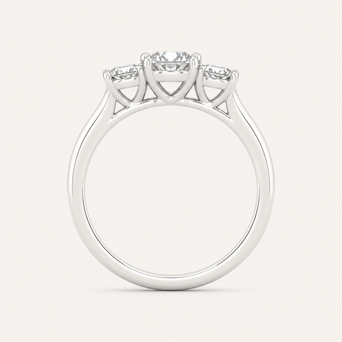 2CT Round Cut Lab Grown Diamond Three Stone Ring