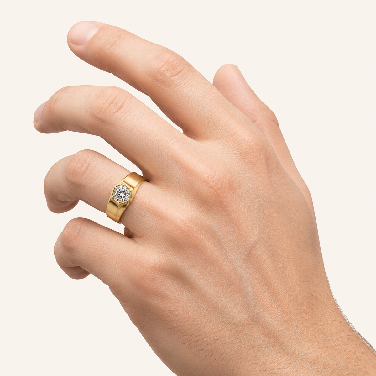 2CT Round Cut Lab Grown Diamond Men's Ring