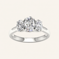 2CT Oval Cut Lab Grown Diamond Three Stone Ring