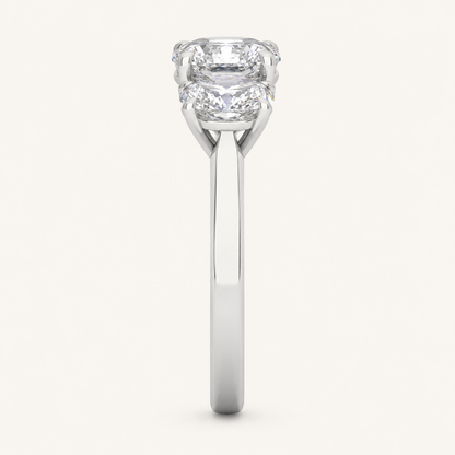 2CT Oval Cut Lab Grown Diamond Three Stone Ring