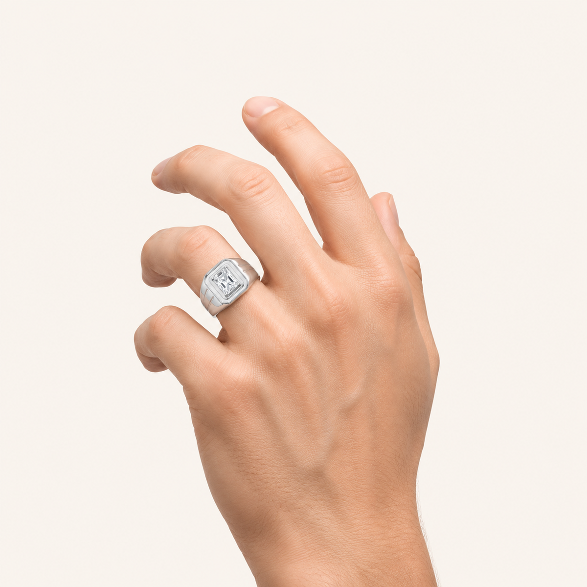 2CT Emerald Cut Lab Grown Diamond Men's Ring