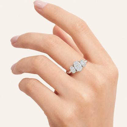2CT Oval Cut Lab Grown Diamond Three Stone Ring