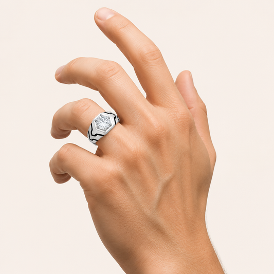 1.5CT Round Cut Lab Grown Diamond Mens Ring