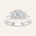 2CT Emerald Cut Lab Grown Diamond Three Stone Ring