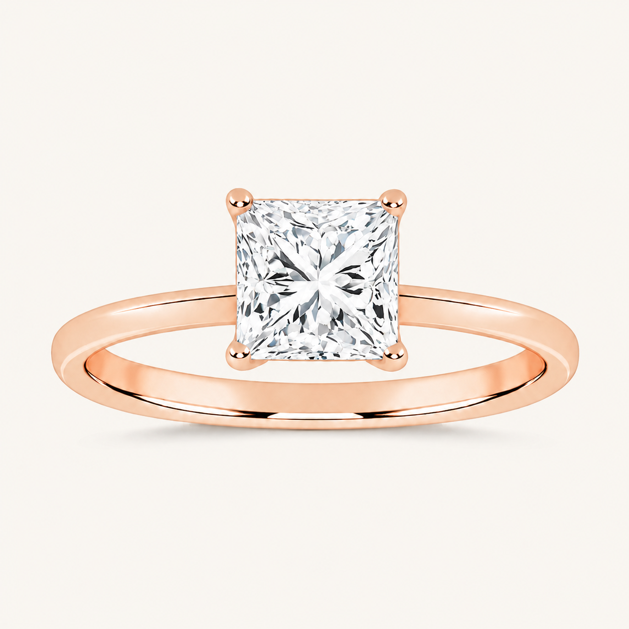 0.50CT Square Cut Lab Grown Diamond Solitaire Ring