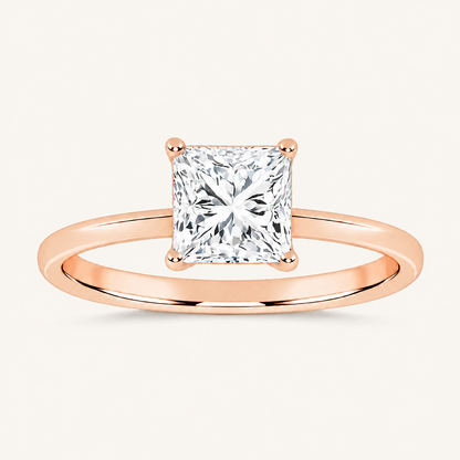 0.50CT Square Cut Lab Grown Diamond Solitaire Ring