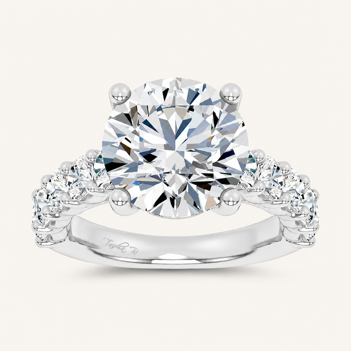 6.6CT Round Cut Certified Lab Grown Diamond Cluster Ring