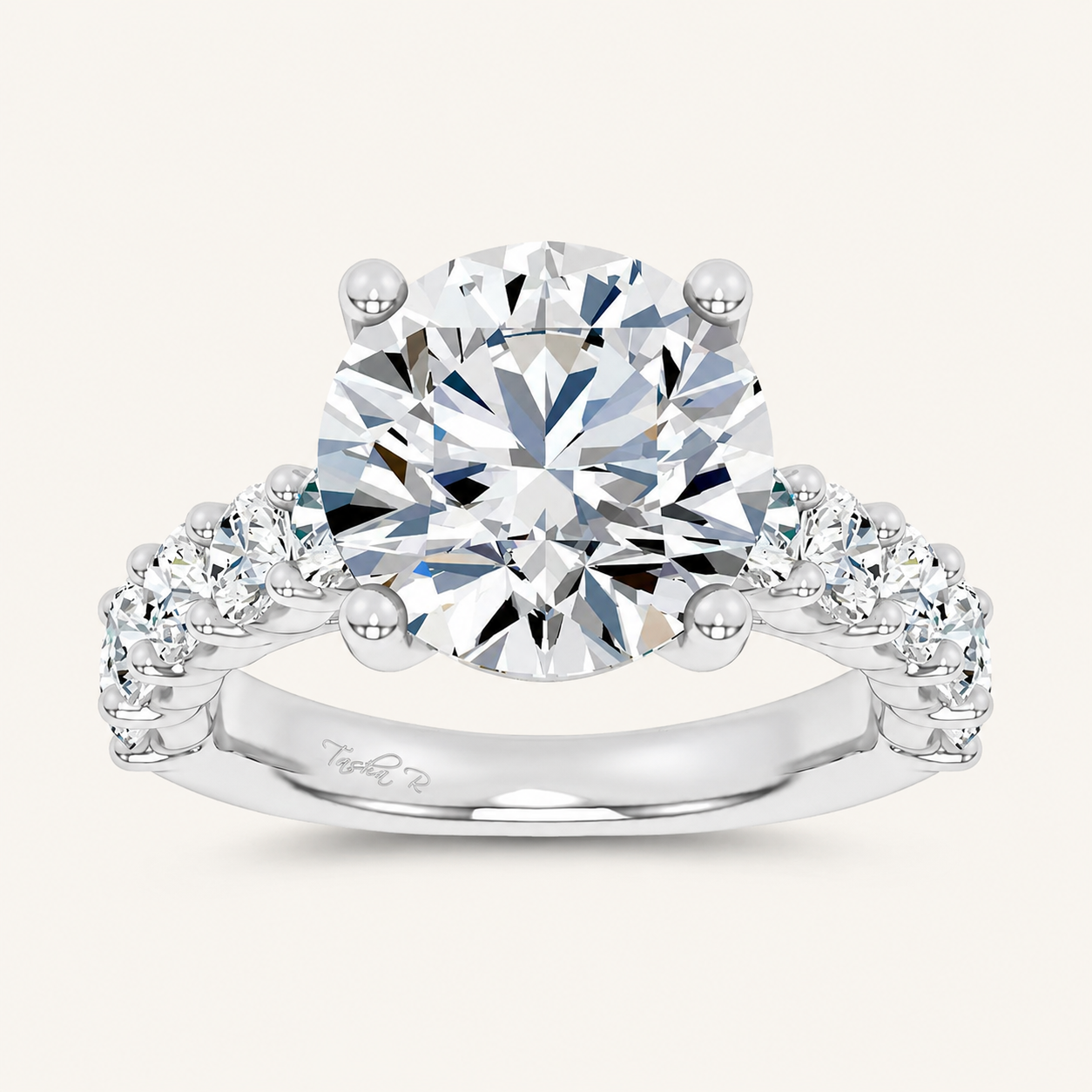 6.6CT Round Cut Certified Lab Grown Diamond Cluster Ring