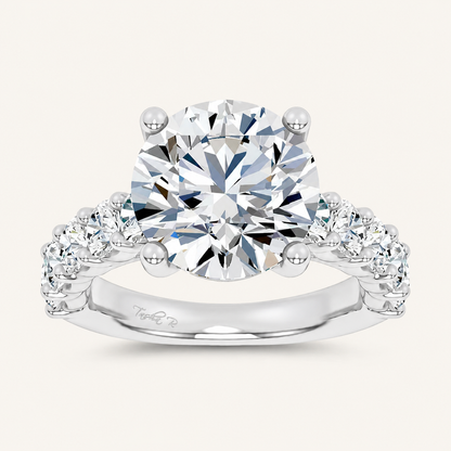 6.6CT Round Cut Certified Lab Grown Diamond Cluster Ring