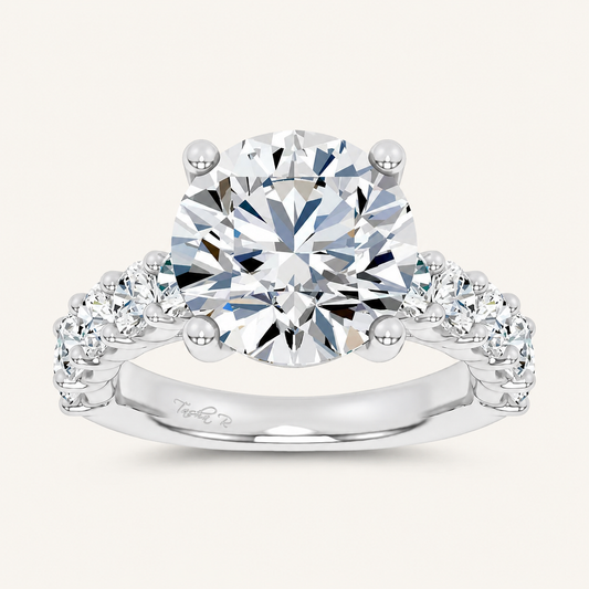 6.6CT Round Cut Certified Lab Grown Diamond Cluster Ring