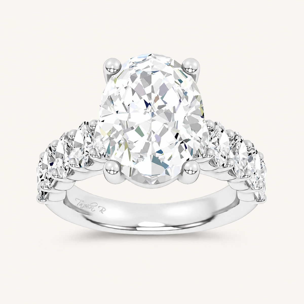 6.6CT Oval Cut Certified Lab Grown Diamond Cluster Ring
