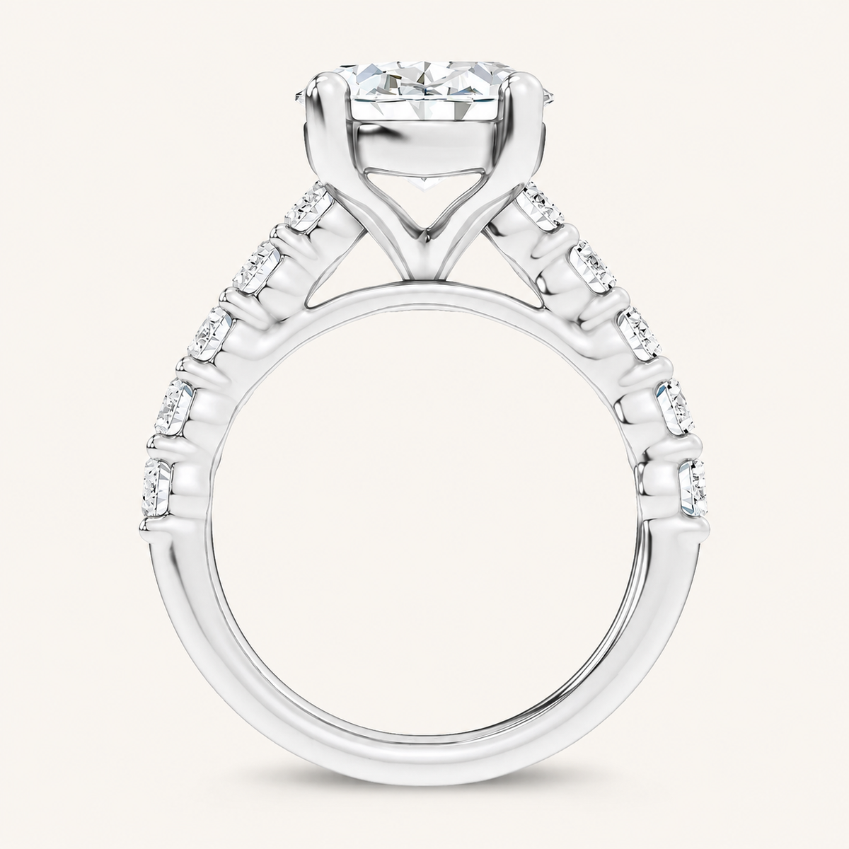 6.6CT Oval Cut Certified Lab Grown Diamond Cluster Ring