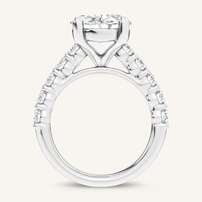 6.6CT Oval Cut Certified Lab Grown Diamond Cluster Ring