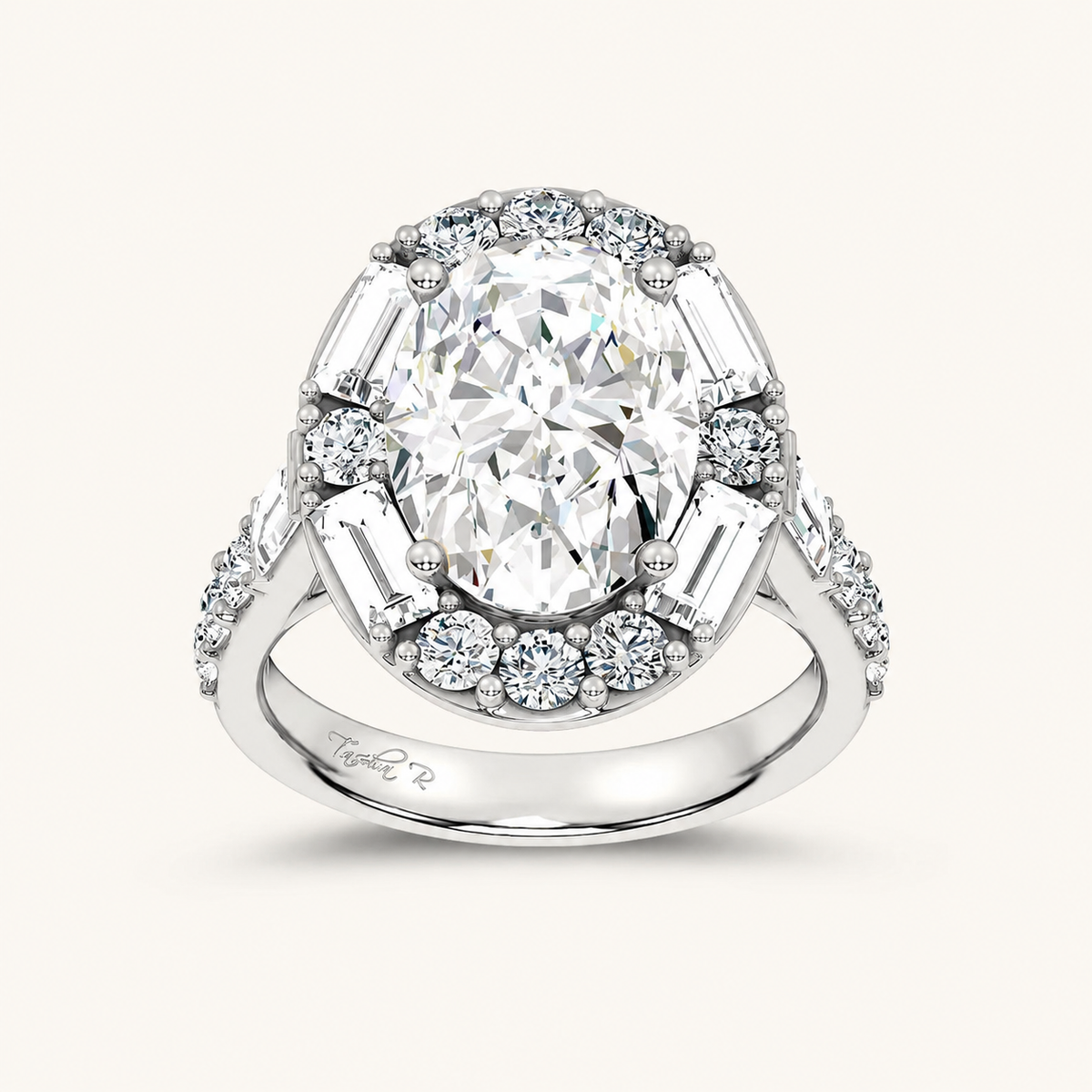 6.63CT Oval Cut Certified Lab Grown Diamond Halo Ring