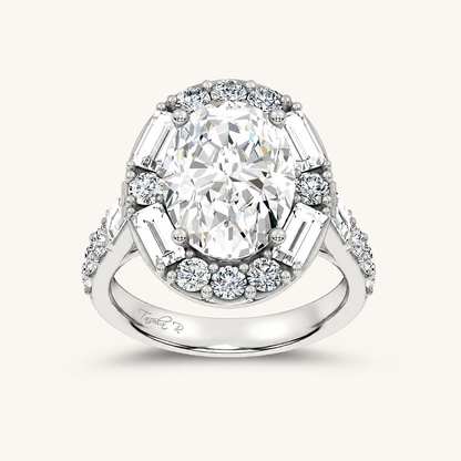 6.63CT Oval Cut Certified Lab Grown Diamond Halo Ring