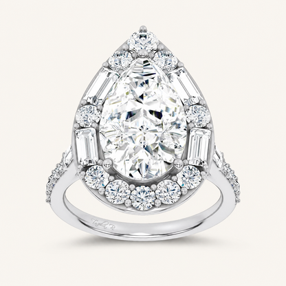 6.82CT Pear Cut Certified Lab Grown Diamond Halo Ring